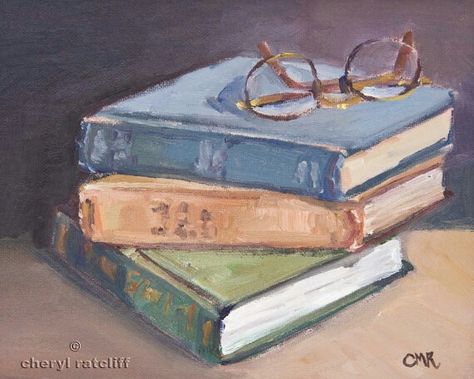 Still Life Painting Books, Book Oil Painting, Books Painting, Painting Mirror, Oil Painting Inspiration, Canvas Drawing, Painted Books, Still Life Art, Aesthetic Painting