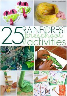 Rainforest Activities for Preschoolers - Pre-K Pages. A collection of the 25 best preschool activities for a rainforest theme in your preschool or kindergarten classroom! Jungle Lesson Plans Preschool, Rainforest Preschool, Preschool January, Rainforest Crafts, Kiddie Academy, Preschool Jungle, Jungle Activities, Rainforest Activities, Jungle Crafts