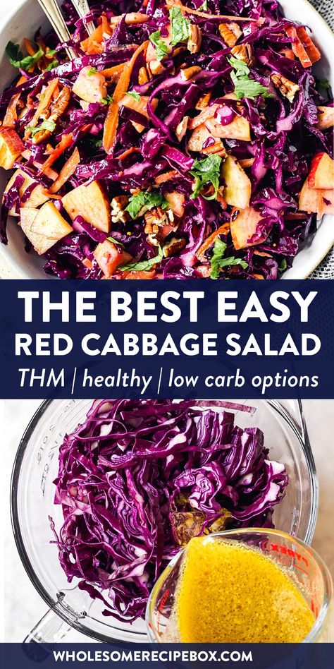 Homemade Vinaigrette Dressing, Purple Cabbage Recipes, Red Cabbage Coleslaw, Homemade Vinaigrette, Red Cabbage Recipes, Red Cabbage Salad, Cabbage Salad Recipes, Slaw Recipes, Vinaigrette Dressing