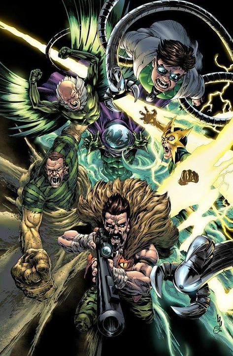 Sinister Six Sinister 6, The Sinister Six, Kraven The Hunter, Marvel Artwork, Marvel Villains, Marvel Comic Universe, Marvel Comics Art, Comic Collection, Super Villains