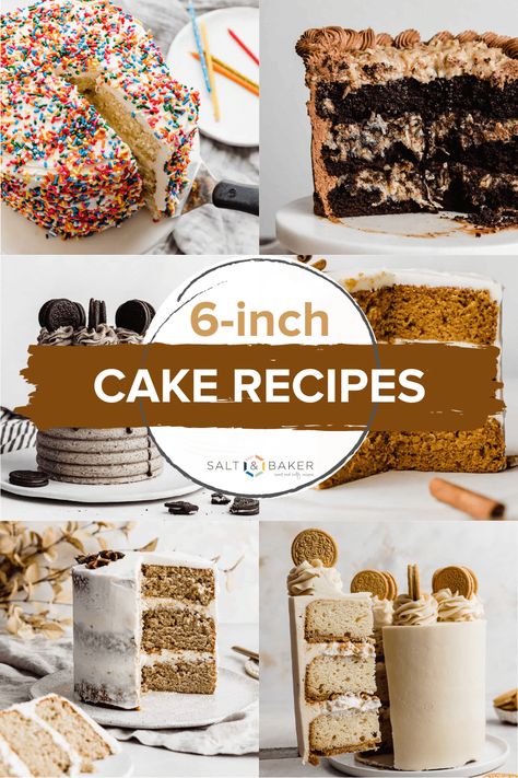 Small Batch Sheet Cake, Birthday Cake 6 Inch, Small Layered Cakes, 6 Inch Layer Cake Recipe, Small Birthday Desserts, Small Cake Recipe Homemade, 6 Inch Birthday Cake, Cake For Two Recipe, 6 Inch Cake