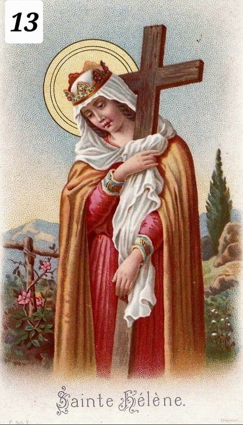 Jungle Warriors, Catholic Sacraments, Saint Art, Female Saints, Traditional Catholicism, Santa Helena, Vintage Holy Cards, Saint Helena, Religious Pictures