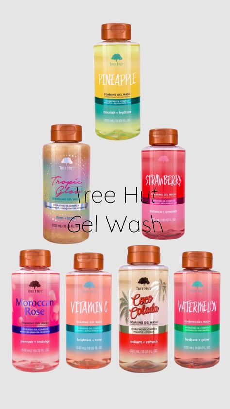 Tree Hut Gel Wash 🧼 🛖 Tree Hut Shower Gel, Tree Hut Body Wash, Girly Wishlist, Tree Hunt, Shower Products, Shower Skin Care, Pretty Skin Care, Bath And Body Care, Body Care Routine