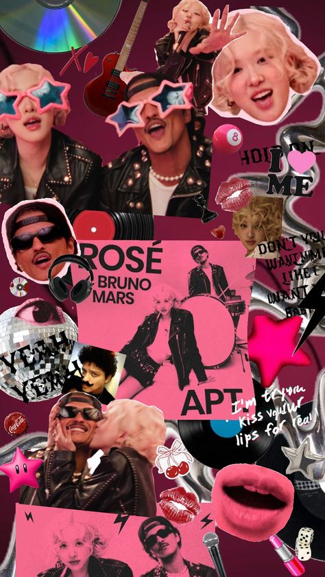 APT Rosé and Bruno Mars collab #rosé #brunomars #fyp #wallpaper #background #phone #music #pink #hotpink #soty #coty #singers #blackpink #popular #like #follow #poster #love #kiss #disc #lips #apt #APT #collab Bruno Mars Songs, Mars Wallpaper, Instagram Profile Pic, Rose Music, Background Phone, Wallpaper Iphone Summer, Cute App, Blackpink Poster, Simple Phone Wallpapers