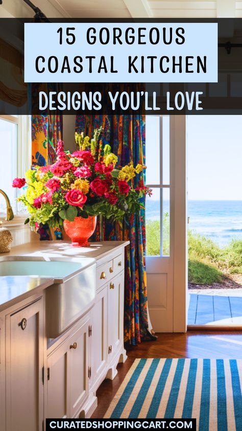 Fall in love with these 15 gorgeous coastal kitchen designs. Perfect for homeowners seeking a beach-inspired space. Beach-inspired designs, coastal decor, coastal kitchen makeover, seaside kitchen design, nautical home decor, ocean-themed kitchen, beach house kitchen style, coastal kitchen decor ideas, beachy kitchen ideas, ocean inspired decor, kitchen design ideas, beach house decor, coastal home design, nautical kitchen ideas, seaside decor, coastal kitchen ideas, coastal aesthetic. Nautical Kitchen Ideas, Coastal Kitchens Beach Houses, Kitchen Ideas Coastal, Beachy Kitchen Ideas, Hawaiian Kitchen, Coastal Home Design, Beachy Kitchen, Kitchen Beach House, Seaside Kitchen