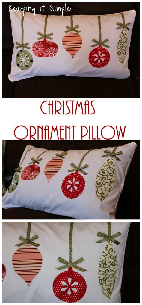 Ornament Pillow, Sewn Christmas Ornaments, Christmas Quilting Projects, Xmas Pillows, Christmas Sewing Projects, Christmas Applique, Christmas Ornament Pattern, Christmas Pillows, Christmas Cushions