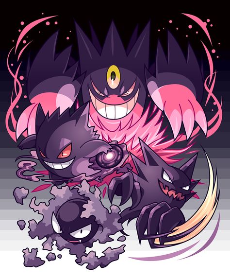 Ghost time y'all Ghost Pokémon Wallpaper, Ghost Pokemon Drawing, Pokemon Ghastly, Evee Evolution Ghost, Ghastly Pokemon Art, Gengar Evolution, Haunter Pokemon, Dark Pokémon, Ghost Type Pokemon