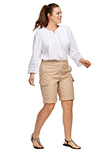 Ellos Women's Plus Size Convertible Cargo Shorts, #Ad #Size, #spon, #Women, #Ellos, #Shorts Knee Stretches, Winter Outfits Aesthetic, Plus Size Work, Cotton Poplin Fabric, Summer Fashion Dresses, Swimsuits For All, Poplin Fabric, Fashion Essentials, Cotton Spandex