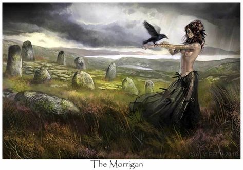 Goddess Morrigan - Goddess of Battles and Life Cycle – Santuário Lunar The Morrigan, Irish Mythology, Celtic Gods, Celtic Goddess, Celtic Mythology, Digital Art Gallery, Triple Goddess, Goddess Art, Digital Portrait