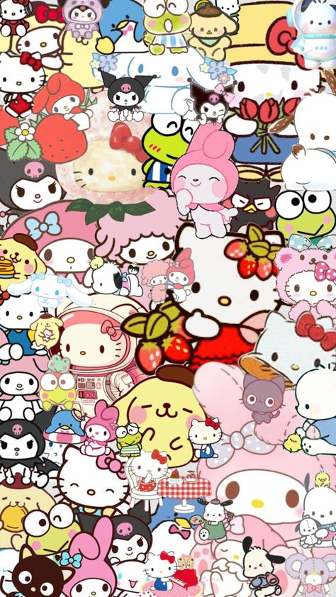 Hello Kitty Collage #sanriocore #sanrio #hellokity #collage #core #vibes #aesthetic #wallpaper #art #kuromi #keroppi Hello Kitty Collage, Aesthetic Wallpaper Art, Whatsapp Wallpaper Cute, Pink Wallpaper Girly, Birthday Collage, Hello Kitty Images, Hello Kitty Aesthetic, Wallpaper Iphone Summer, Hello Kitty Birthday