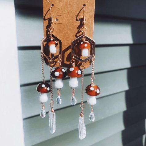 About: Adorable earrings with a gold-tone hook and dropped mushroom charms. Specs: Material: Zinc Alloy Cute Earing, Mushroom Faerie, Mushroom Things, Mushroom Accessories, Mushroom Stuff, Mushroom Ring, Art Cottage, Elven Jewelry, Mushroom Earrings