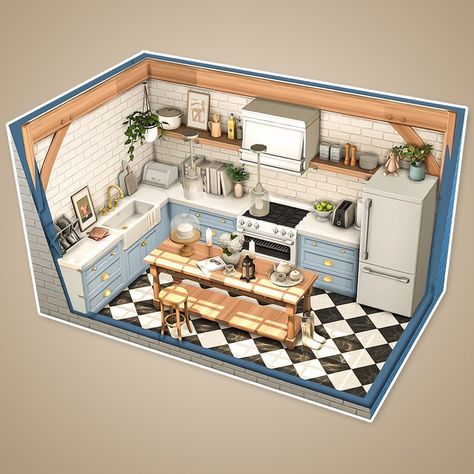 Sims4 Story Ideas, Sims4 Kitchen Ideas, Sims 4 Interior Ideas, Sims 4 Country Kitchen, Cozinha The Sims 4, The Sims 4 Interior Design, Sims 4 Houses Interior, Ts4 House Ideas, Sims 4 Interior Design