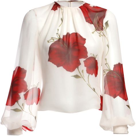 Hibiscus printed chiffon bishop sleeve blouse ❤ liked on Polyvore featuring tops, blouses, shirts, red, women's apparel, white blouses, chiffon shirt, white shirt blouse, white chiffon shirt and bishop sleeve blouse Chiffon Tops Blouses Classy, Chiffon Blouses Designs, Red And White Shirt, White Chiffon Blouse, Bishop Sleeve Blouse, Modest Clothes, Chiffon Tops Blouses, Red Chiffon, Bishop Sleeve