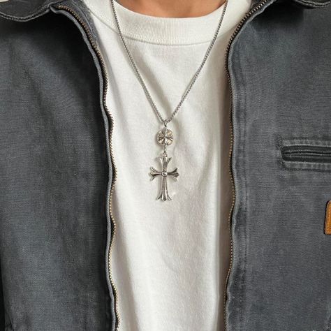 Y2k Grunge Cross Pendant Necklace These Chains Are Unisex! Stainless Steel Chain Brand New Cross Jewelry Men, Male Silver Jewelry, Y2k Accessories Men, Aesthetic Accessories Men, Male Accessories Aesthetic, Jewelry Accessories For Men, Men’s Accessories, Men’s Jewelry, Stacked Chains