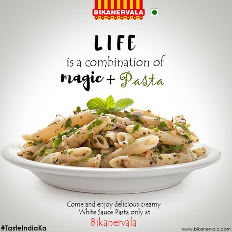 Enjoy the creamy delicious ‪#‎whitesauce‬ ‪#‎Pasta‬ by ‪#‎Bikanervala‬!! ‪#‎TasteIndiaKa‬ ‪#‎fastfood‬ ‪#‎restaurant‬ ‪#‎creamy‬ ‪#‎Hot‬ #pasta Sector 45, Fastfood Restaurant, Pasta Restaurants, Foodie Pics, White Sauce Pasta, Food Promotion, Food Menu Design, Food Advertising, Food Graphic Design