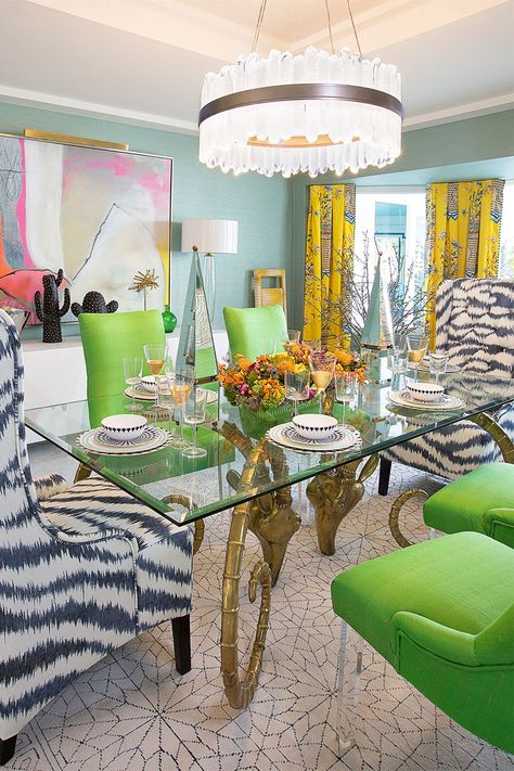 Maximalist Interior Design, Eclectic Dining Room, Boho Dining Room, Vibrant Living Room, Rams Head, Eclectic Dining, Maximalist Interior, Lillian August, Living Room Dining Room Combo