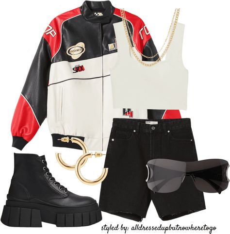 Motorsport Outfit, Motorsport Aesthetic, Motorsport Jacket, Platform Sneakers Outfit, Model Off Duty Outfits, Red Fits, Event Outfit, Virtual Fashion, New Fashion Trends