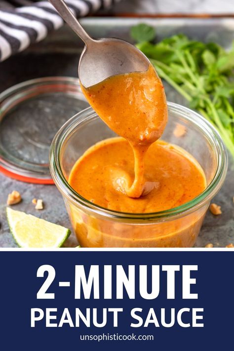 Easy Thai Peanut Salad Dressing, Peanut Butter Thai Dressing, Peanut Chili Sauce, Healthy Peanut Sauce, Peanut Sauce Healthy, Peanut Sauce For Spring Rolls, Peanut Sauce Thai, Peanut Butter Dipping Sauce, Fresh Lumpia