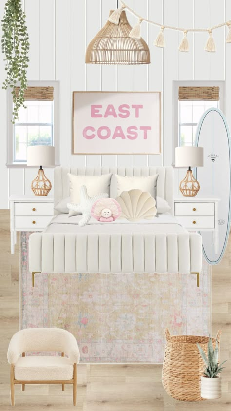 Costal Bedroom, Pink Coastal, Room Wishlist, House Decorating Ideas Apartments, White Room Decor, Holiday Room, Room Redesign, Preppy Room Decor, Preppy Room