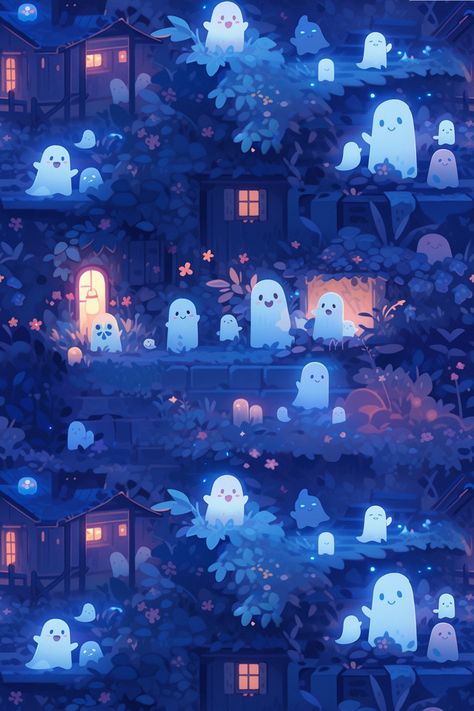 Pixel Witch Wallpaper, Beautiful Halloween Wallpaper, Cute Ghosts Aesthetic, Cute Fantasy Wallpaper, Halloween Cute Background, Halloween Digital Art Ideas, Halloween Wallpaper Kawaii, Halloween Landscape Wallpaper, Desktop Wallpaper Witchy