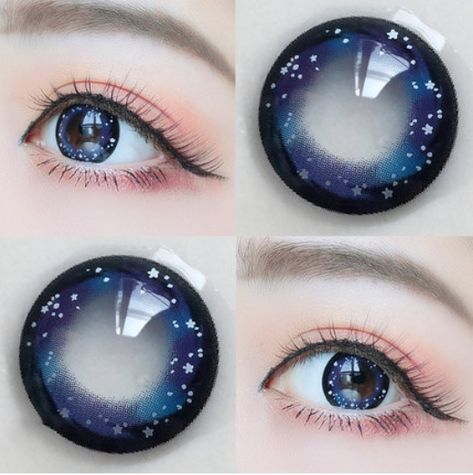 Galaxy Contact Lenses, Galaxy Eye Contacts, Fantasy Contact Lenses, Blue Eye Contacts Lenses, Star Contacts Lenses, Caine Husky, Cool Contacts, Rare Eye Colors, Eye Lens Colour