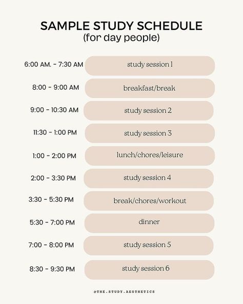 the sample study schedule for students to learn how to use it in their class room Schedule Organization School, Study Scedual Aesthetic, Early Bird Study Routine, Early Morning Study Schedule, Best Schedule For Study, 8 Hr Study Schedule, 10 Hr Study Schedule, Teas Study Schedule, 10hrs Study Schedule