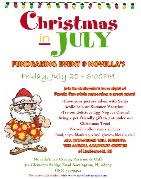 Join Us for our Christmas in July Fundraising Event! July Resident Events, Christmas In July Fundraiser Ideas, Lob Ideas, Client Appreciation Events, Prezi Templates, July Events, Fundraiser Flyer, Craft Market, Toys For Tots