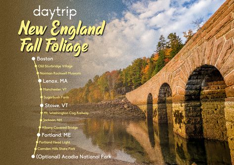 5 Day New England Fall Road Trip, Fall New England Trip, New England Leaf Tour, New England Fall Road Trip Itinerary, New England Fall Road Trip Map, New England Foliage, Sturbridge Village, Portland Head Light, Leaf Peeping