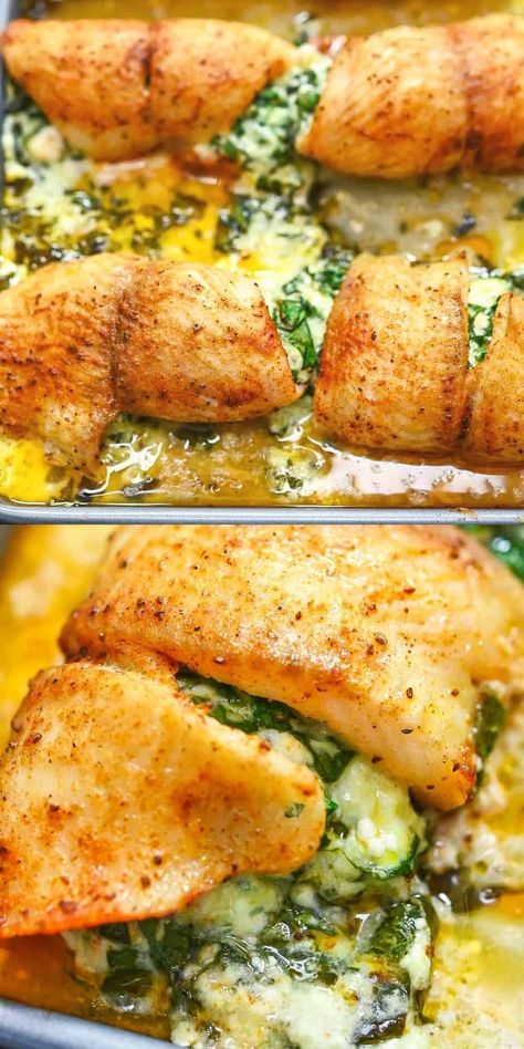 This Spinach Stuffed Flounder is a delicious mix of flaky white fish and creamy spinach filling, baked to perfection. This easy recipe is full of flavor and very versatile.