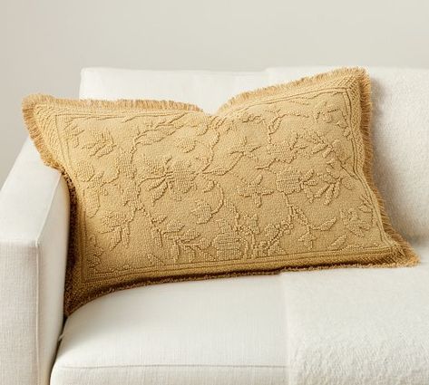 Our Favorite Pillow Looks | Pottery Barn Silk Throw Pillows, Yellow Throw Pillows, Santa Fe Style, Embroidered Throw Pillows, Yellow Pillows, Throw Pillow Styling, Stripe Throw Pillow, Pillow Texture, Down Feather