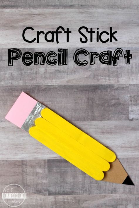 Craft Stick Pencil Craft is such a cute back to school crafts for preschool, prek, kindergarten, first grade Pencil Craft, Back To School Crafts For Kids, September Crafts, Pencil Crafts, Yellow Crafts, Back To School Art, Back To School Crafts, Teacher Signs, School Pencils