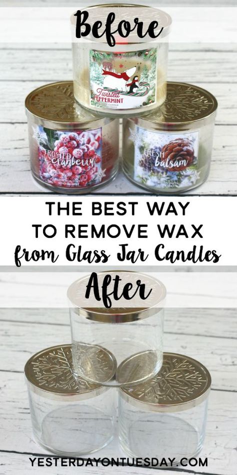 The Easiest Way to Remove Wax from a Glass Jar Candle: Reuse those pretty glass jars with an awesome hack to get rid of that old candle wax! A fun recycling/upcycling idea. Candle Reuse, Old Candle Jars, Candle Jar Diy, Remove Wax, Old Candles, Candle Craft, Jar Candles, Glass Jar Candles, Jar Diy