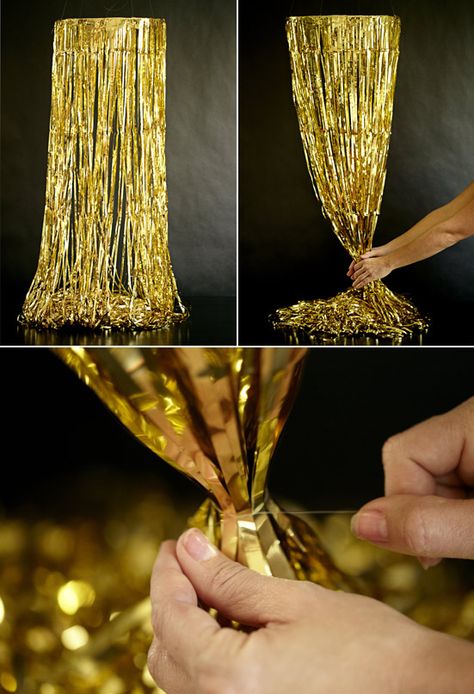 Fringe Chandelier, Chandelier Diy, Disco Theme, Prom Decor, Diy Gold, Great Gatsby Party, Mystery Party, Gold Fringe, Golden Birthday