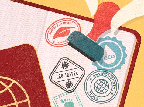 Travel Graphics Design, Travel Graphic Design Illustration, Passport Graphic Design, Travel Graphics, Stamp Graphic Design, Passport Design, Travel Magazine, Travel Branding, Travel Graphic Design