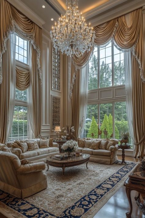 Old Money Homes, Old Money Living Room, Drawing Room Ideas, Drapery Drawing, Fancy Living Rooms, Mansion Living, Old Money House, Castle House Design, Crystal Vases