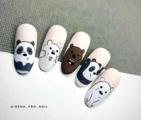 Cartoon Nail Designs, Animal Nail Designs, Kutek Disney, Animal Nail Art, Nails Yellow, Nail Drawing, Anime Nails, Nail Art Disney, Polish Ideas