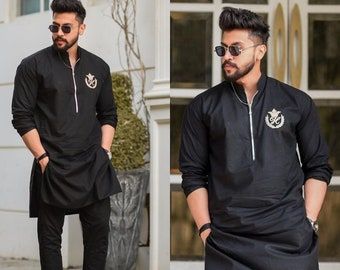 Cotton Shirt Indian Shirt Mens Button Up Mens Clothing - Etsy Canada Kurta Designs Men's, Pajama Men, Party Wear Kurta, Kurtis Design, Mens Indian Wear, Boys Kurta Design, Stylish Kurtis, Kurta Pajama Men, African Suit