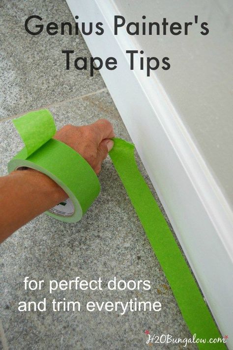 Genius painter's tape tips will have you painting like a pro in no time at all. Get perfect doors and trim everytime H2OBungalow Sentimental Clutter, Painting Rooms, Easy Home Improvement Projects, Diy Paint Projects, Easy Home Improvement, Concrete Countertop, Diy Planter, Hanging Diy, Diy Wand