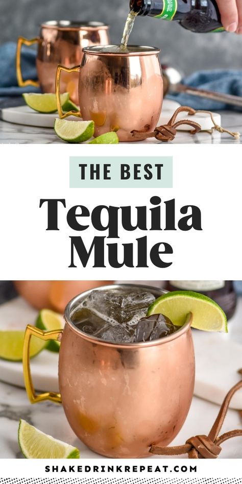 Moscow Mule With Tequila, Vodka Tequila Drinks, Mexican Mule Recipe Tequila, Tequila Moscow Mule, Tequila Mule Cocktails, Tequila Mule Recipe, Teramana Tequila Recipe, Mexican Mule Cocktail, Summer Drinks Tequila