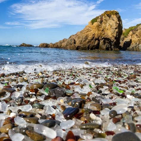 What is sea glass? And where are the best places to find sea glass? Ulrike Lemmin-Woolfrey suggests beautiful seaglassing beaches around the world. Brighton Beach Melbourne, Glass Beach California, Sea Glass Colors, Visit Morocco, Glass Beach, Sea Glass Beach, Brighton Beach, Rock Pools, Beaches In The World