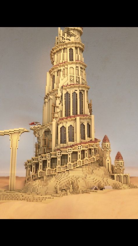 Desert tower - Album on Imgur Minecraft Desert Mega Base, Desert Mega Base Minecraft, Minecraft Mega Build Inspiration, Minecraft Spiral Tower, Desert Tower Minecraft, Mc Mega Base, Desert Castle Minecraft, Minecraft Round Tower, Minecraft Mega Build Ideas