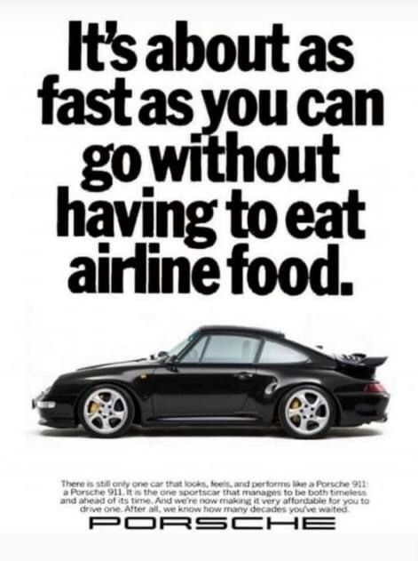 Copywriting Ads, Airline Food, F1 Wallpaper Hd, Wall Art Funny, Great Ads, Vintage Porsche, Vw Porsche, Best Ads, Retro Ads