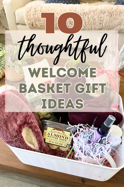 Welcome Gift For New Renters, Welcome Guest Basket Ideas At Home, Gift For House Guest, Guest Snack Basket Ideas, Visitor Gift Basket House Guests, Welcome Home Basket Ideas, Overnight Guest Welcome Basket Ideas, House Sitting Gift Basket, House Guest Gift Basket