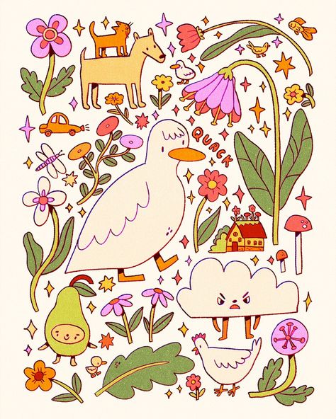 Giant duck out for a walk, cat on a dog, and an angry cloud! Many good things!! Also just wanna thank everyone for the birthday wishes yesterday! There are too many for me to reply to but THANK YOU ALL!! #digitaldrawing #procreate #illustration Jessica Elena, Procreate Illustration, Illustrators On Instagram, Cute Little Drawings, Feel Inspired, Animal Illustration, A Walk, Drawing Sketches, Birthday Wishes