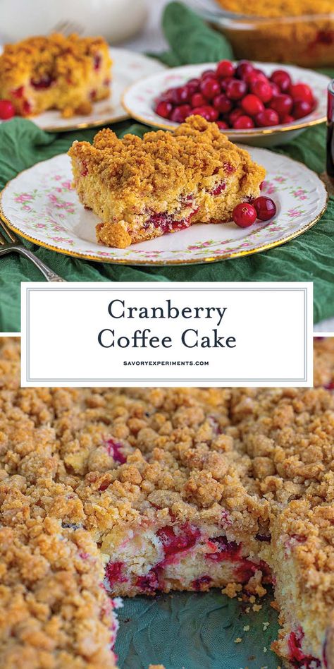 If you're looking for a sweet treat that channels all of the flavors of fall and the holidays, this EASY Cranberry Coffee Cake is for you! Easy Cranberry Dessert Recipes, Thanksgiving Coffee Cake, Cranberry Coffee Cake Recipes Sour Cream, Cranberry Cake Recipes Easy, Easy Cranberry Desserts, Holiday Coffee Cake, Christmas Coffee Cake Recipes, Cranberry Breakfast Recipes, Cranberry Cake Recipes