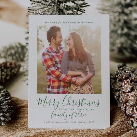 $2.66 | Minimalist Green Family of Three Pregnancy Photo #whimsical typography template k100, rustic holiday pregnancy announcement, minimalist parents to be christmas, simple pregnant photo christmas, calligraphy expecting baby picture, elegant merry christmas from our, soon-to-be family of three, classic first baby photo announcement, green modern handlettering script font, classy country farmhouse year 2022 Pregnancy Announcement Holiday Card, Christmas Card Baby Announcement, Maternity Christmas Card, Pregnant Christmas Card, Pregnancy Christmas Card, Pregnancy Announcement Christmas Card, Christmas Card Pregnancy Announcement, Holiday Pregnancy Announcement, Minimalist Family