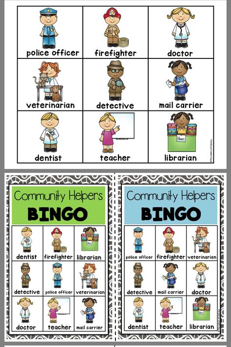 Bingo osc Community Helpers Bingo Free Printable, Community Helper Bingo, Bingo Caller, Community Safety, Ocean Classroom, Bingo For Kids, Teacher Librarian, Community Helper, Everyday Heroes