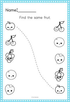 Cute Fruits Pencil Control Worksheets (Tracing and Matching Activity) Fruit Worksheets For Preschool, Activities To Teach Fruits, Fruits Activities For Preschool, Toddler Teaching Activities, Fruit Tracing Worksheet, Fruit Worksheet, Fruits Worksheets For Kids, Fruit Matching Printable, Fruits Matching Worksheet