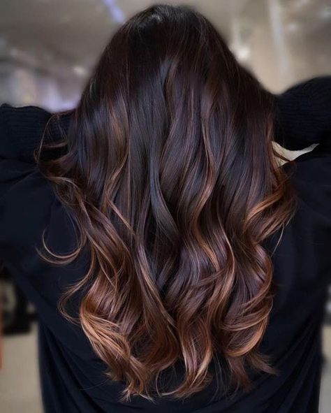 Balayage Brown, Winter Hair Colors, Amber Hair, Rambut Brunette, Colour Hair, Hot Hair Colors, Black Hair With Highlights, Caramel Highlights, Hair Color Auburn