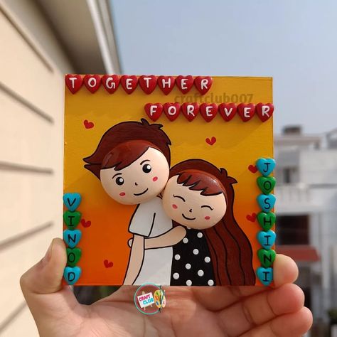 Customized tiny version of 3D couple magnet. DM to order Follow @craftclub007 #reels #reel #reelkarofeelkaro #reeitfeelit… | Instagram Couple Clay Art On Canvas, Proud Of You Gift Ideas, Fridge Magnet With Clay, Wall Diy Decor Creative, Home Decor Diy Ideas Creative Crafts, Craft For Love, Couple Gift Diy, Home Decor Diy Ideas Creative, Handmade Gift Ideas For Him